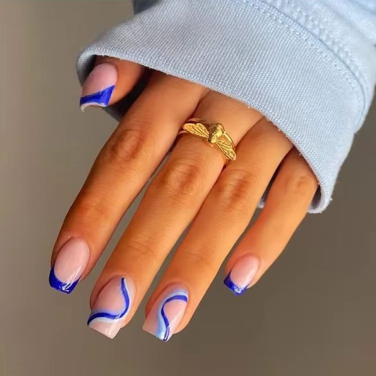 Nail Art Simple - 24pcs Simple French Tips Fake Nails
