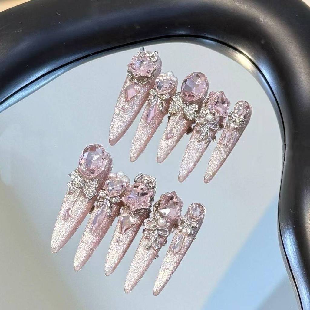 Nail Art Cat Eye Pink - Luxury Cat Eye Handmade Press On