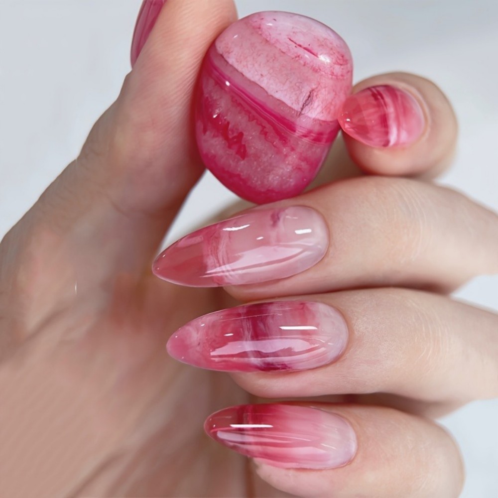 Nail Art Simple - 24pcs Simple Almond Press on Nails