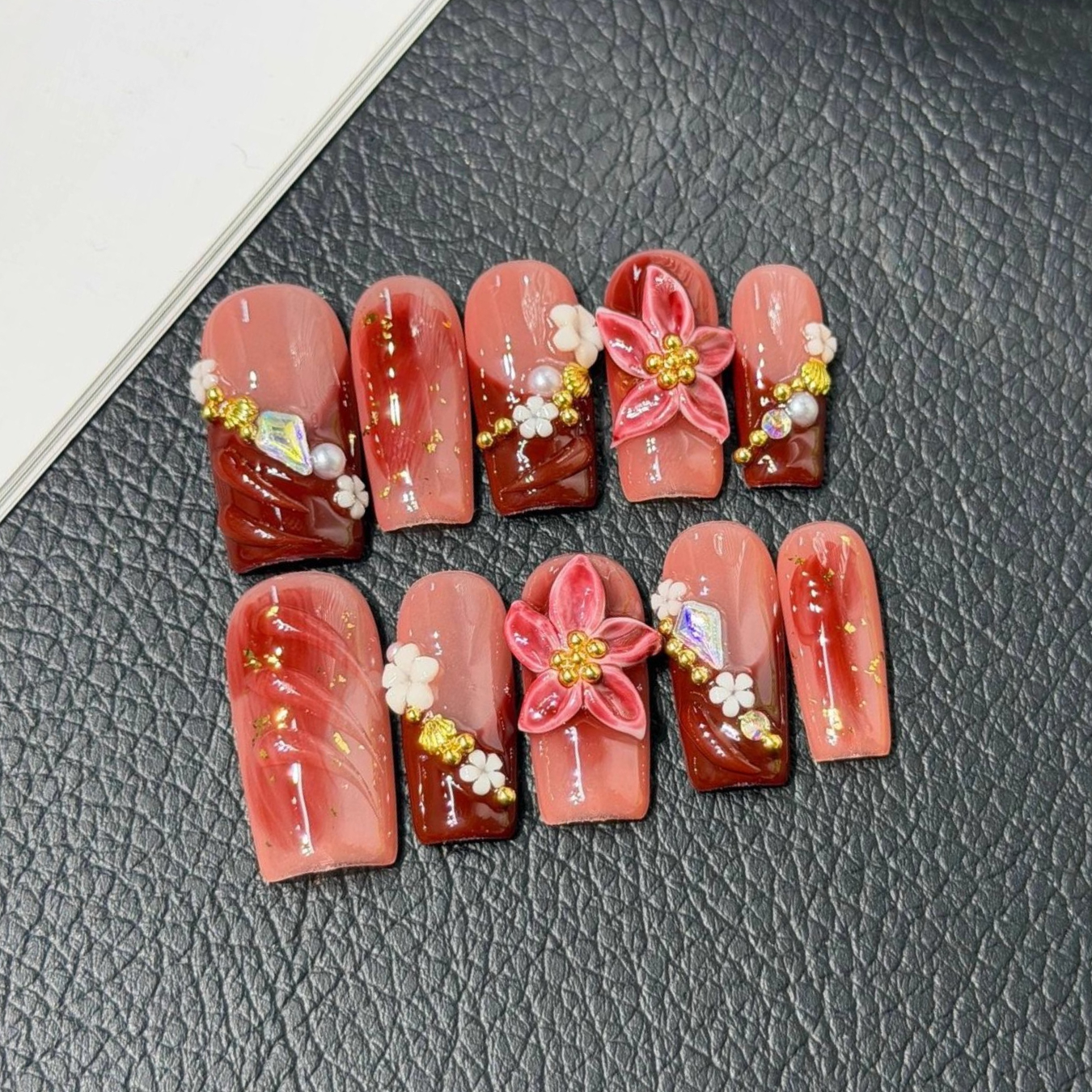 Nail Art French Nails - 10Pcs French Ballet Handmade Retro Exquisite