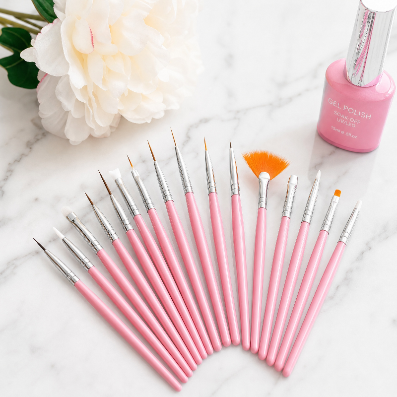 Nail Art Brush Set - 15pcs Professional Nail Art Brush Set