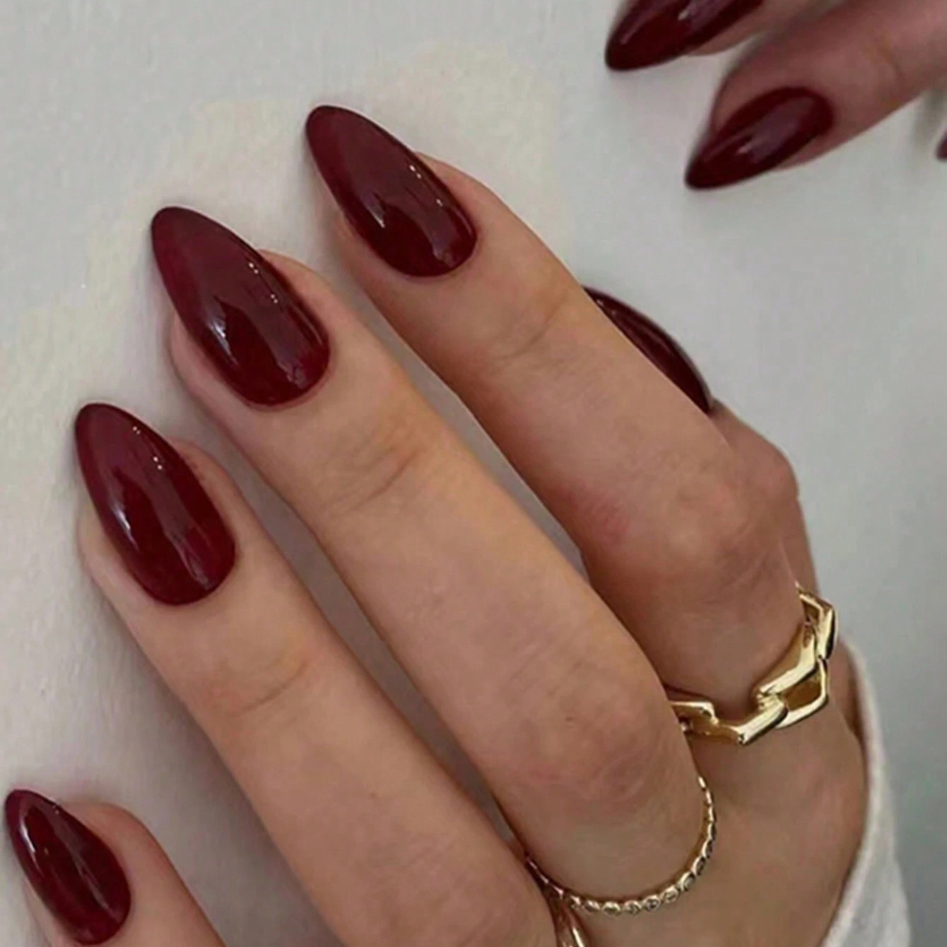 Nail Art Simple - 24Pcs/Set Simple Wine Red Fake Nails
