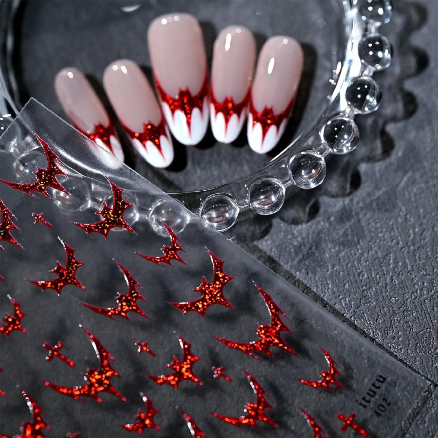 Nail Art French Nails - 3 Sheets Halloween Nail Stickers for