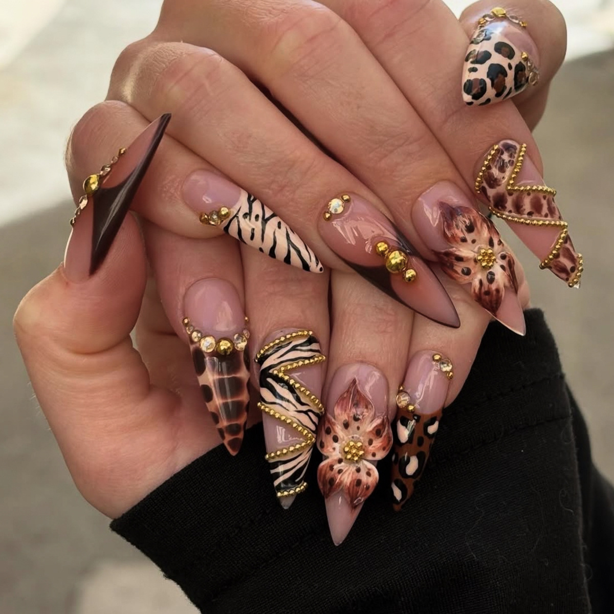 Nail Art Zebra Design - 24Pcs fake nail art with long