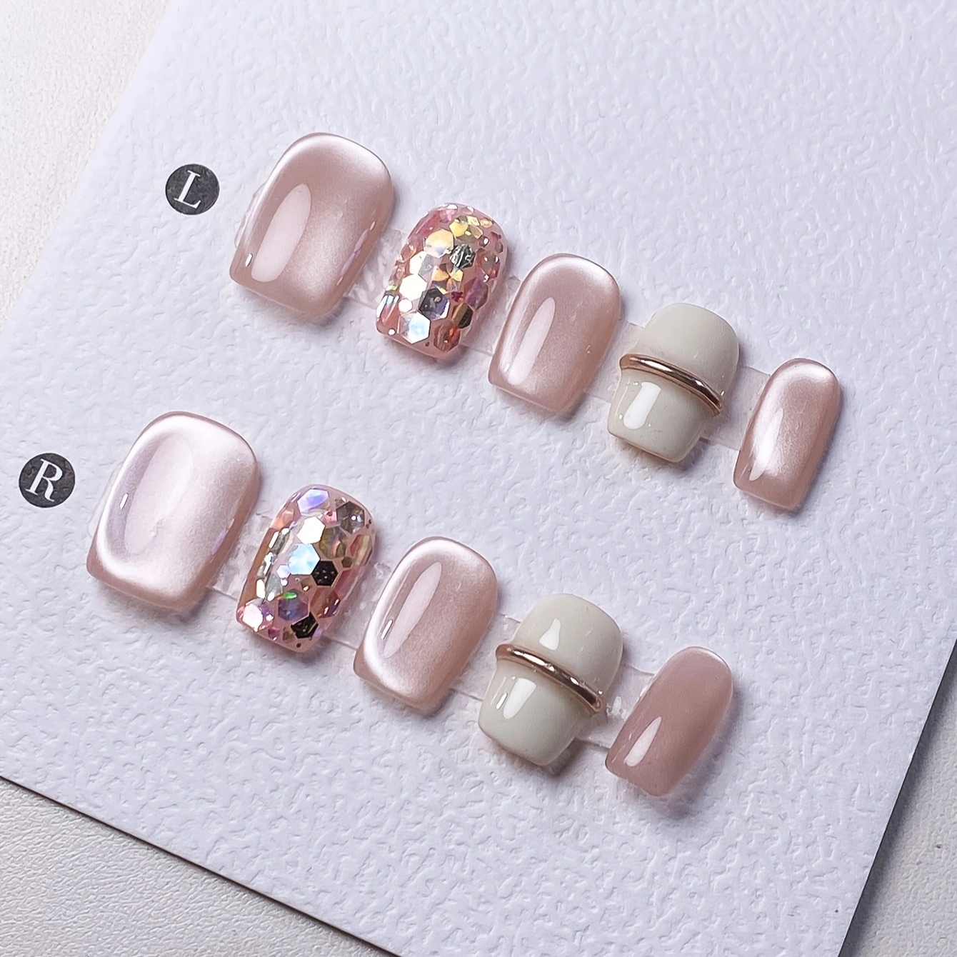 Nail Art Simple - 10 pieces of pure handmade almond-shaped
