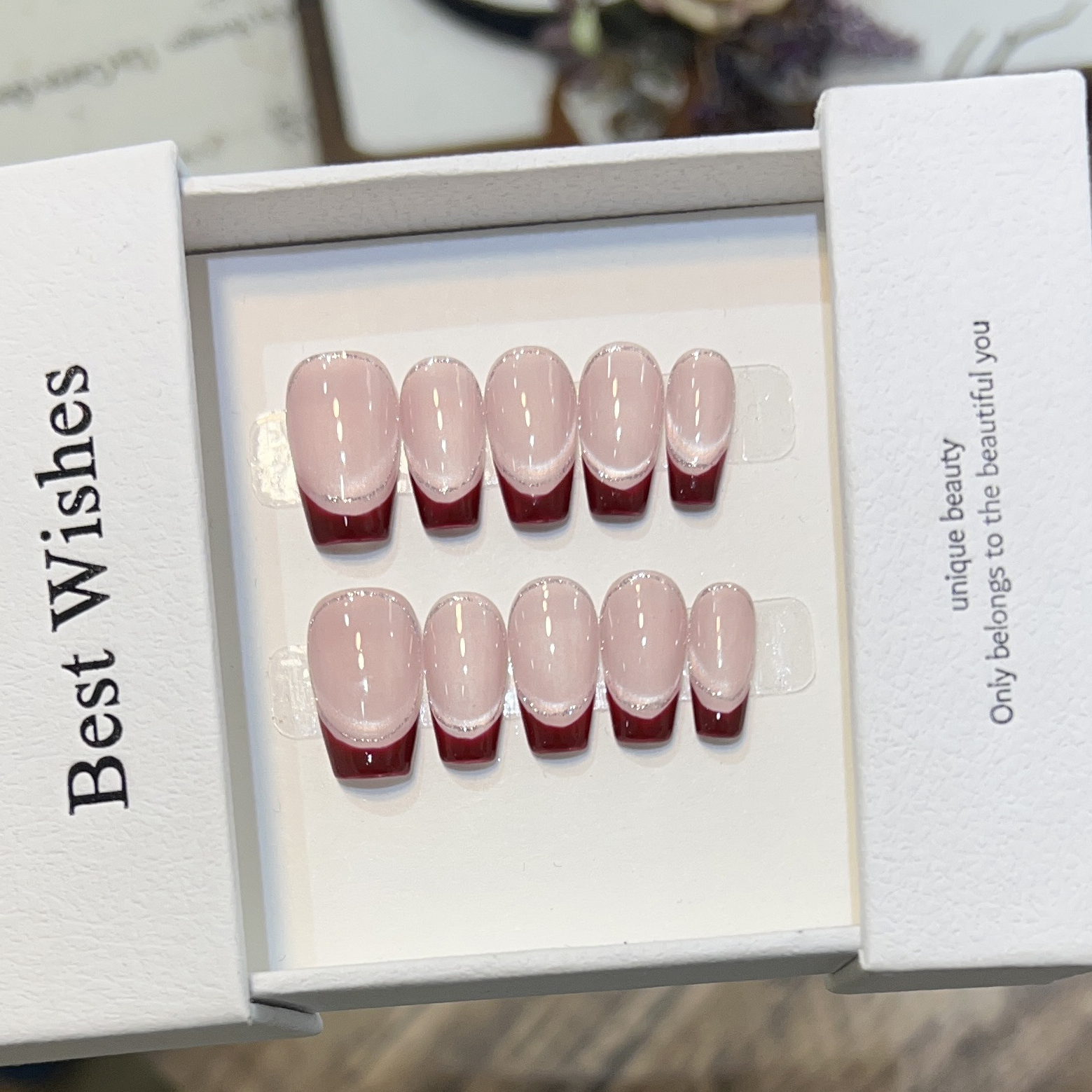 Nail Art Simple - 10Pcs Cat Eye French Short Almond