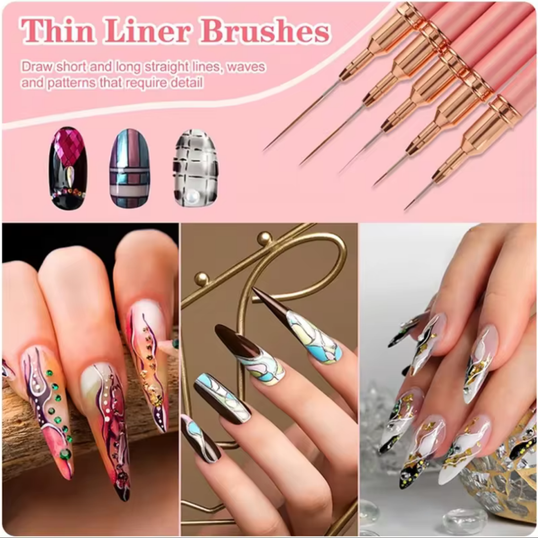 5-in-1 Nail Art Pen Set Brush  - Nail Art Brush Set ulasan dan harga