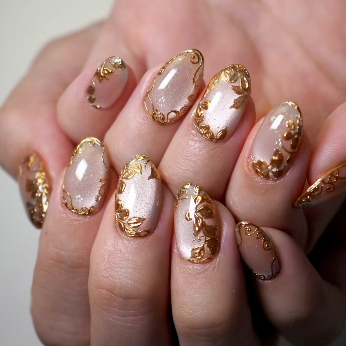 24pcs Gilded Flower Press on N - Nail Art Simple ulasan dan harga