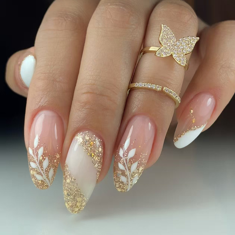 24pcs Gilded Flower Press on N - Nail Art Simple ulasan dan harga