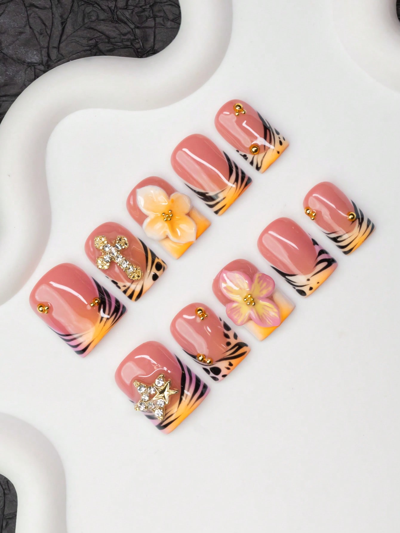 10pcs/Set Handmade Square Nail - Nail Art Zebra Design ulasan dan harga