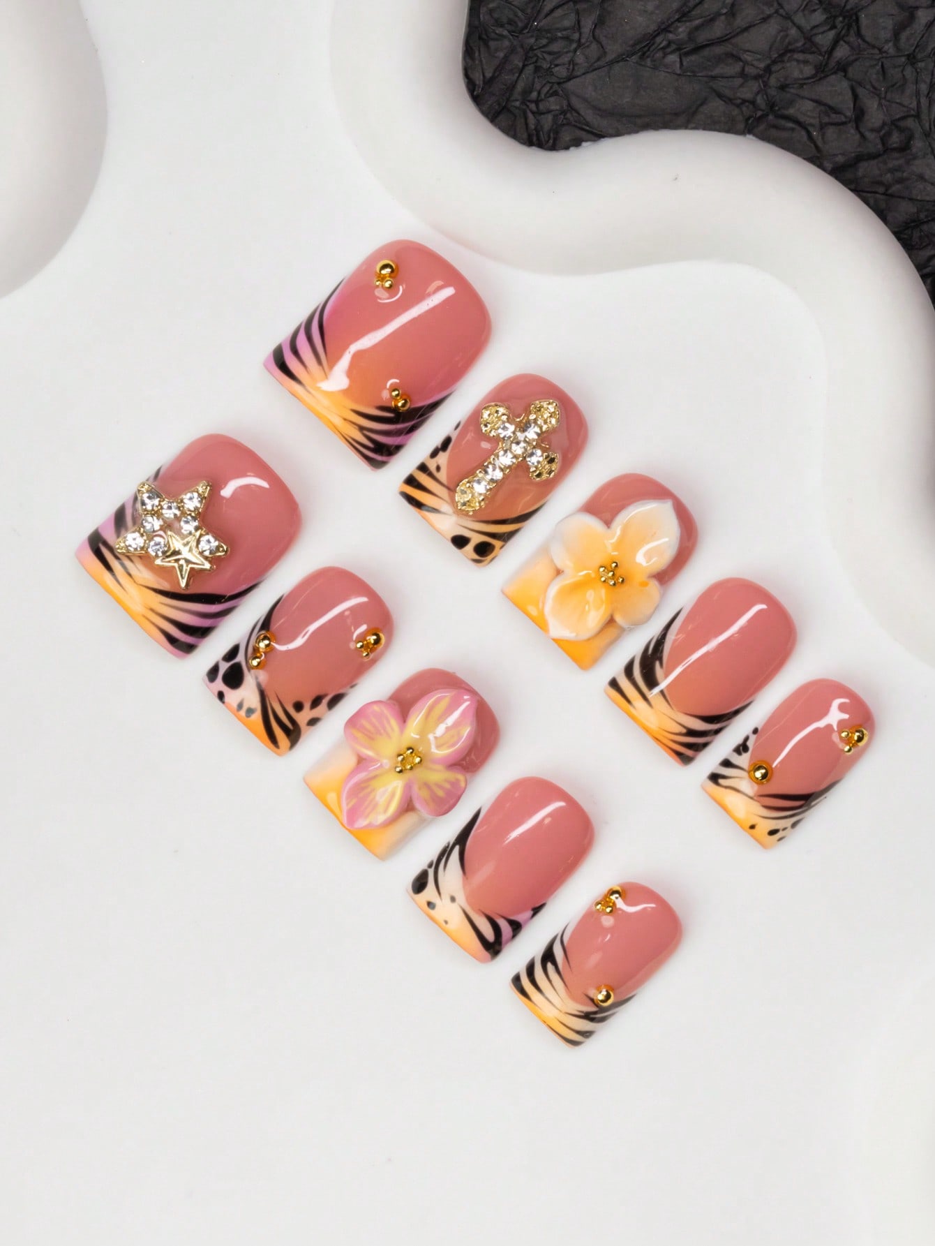 10pcs/Set Handmade Square Nail - Nail Art Zebra Design ulasan dan harga