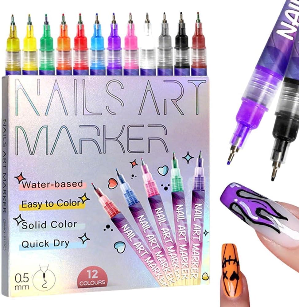 12-Color Nail Art Pen Set, Nai - Nail Art Brush Set ulasan dan harga