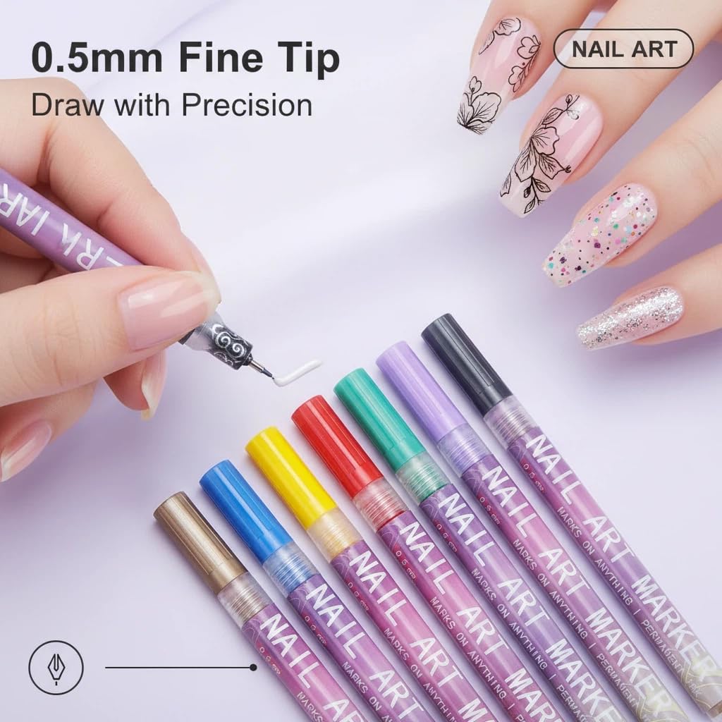 12-Color Nail Art Pen Set, Nai - Nail Art Brush Set ulasan dan harga