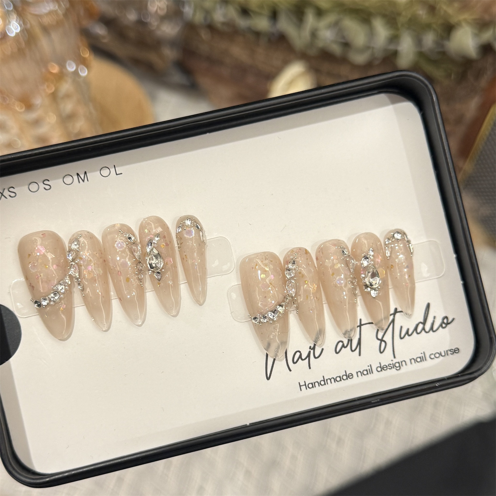 10 pcs Long Pointed Oval Nude  - Nail Art Glitter ulasan dan harga