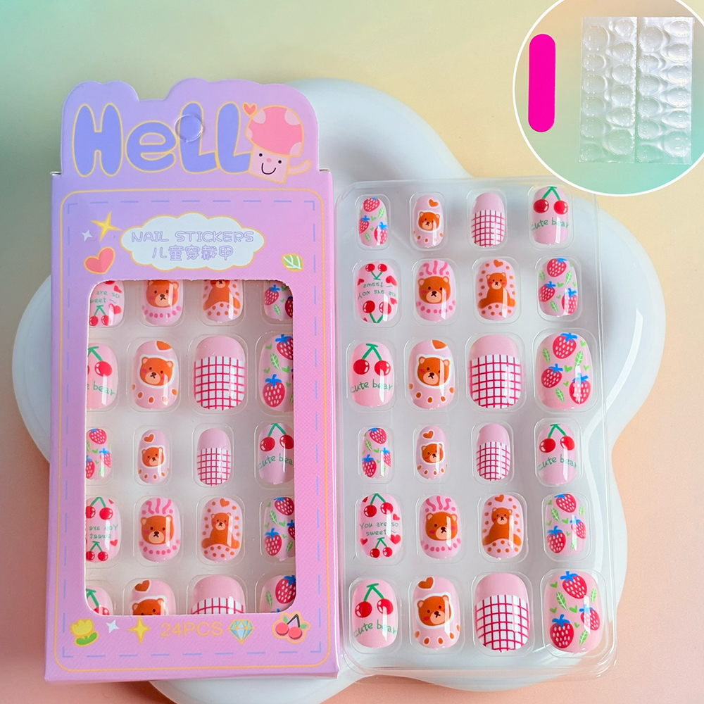24Pcs/Box Lovely Red Cherry St - Nail Art Strawberry ulasan dan harga