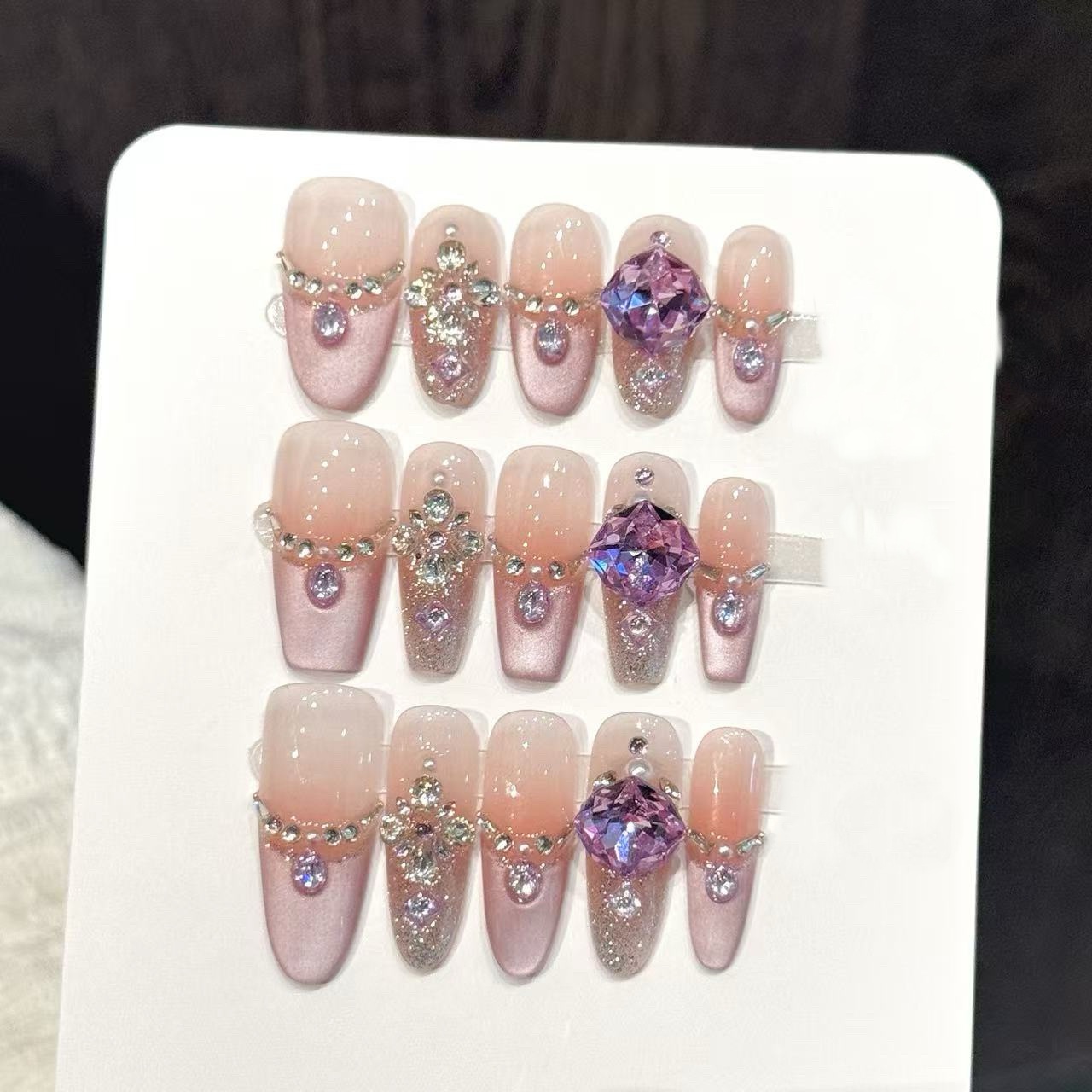 10pcs Pure Hand Pressed Coffin - Nail Art French Nails ulasan dan harga