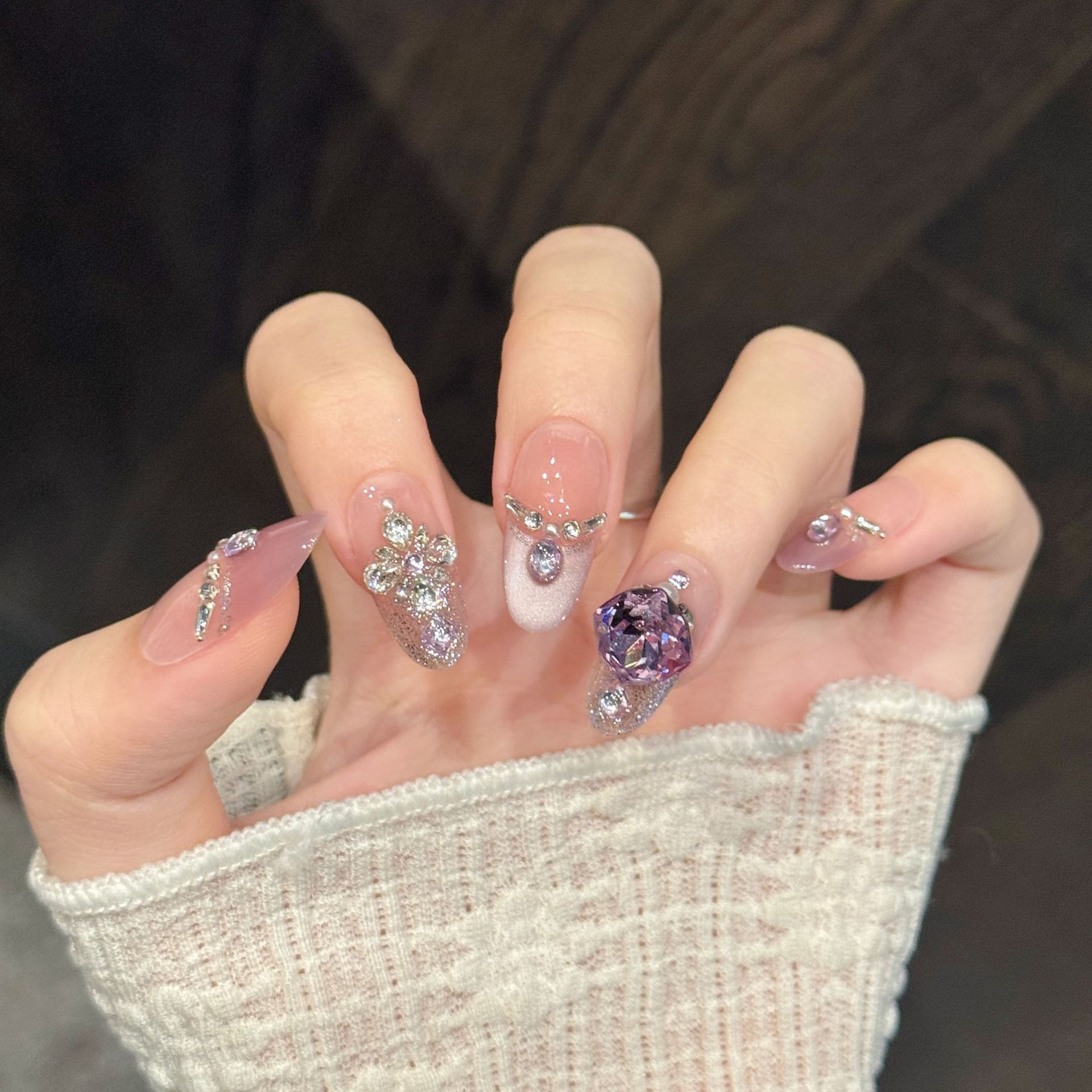 10pcs Pure Hand Pressed Coffin - Nail Art French Nails ulasan dan harga