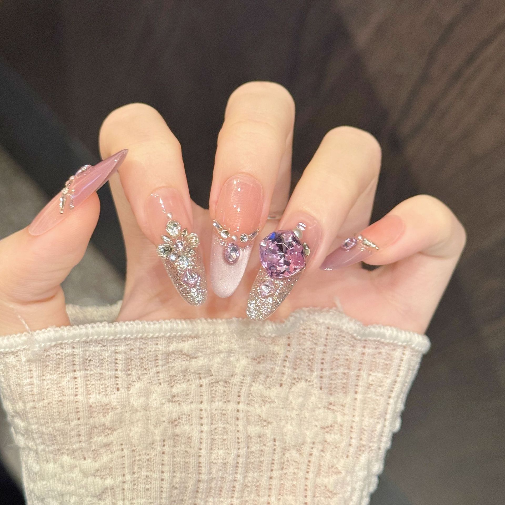 10pcs Pure Hand Pressed Coffin - Nail Art French Nails ulasan dan harga