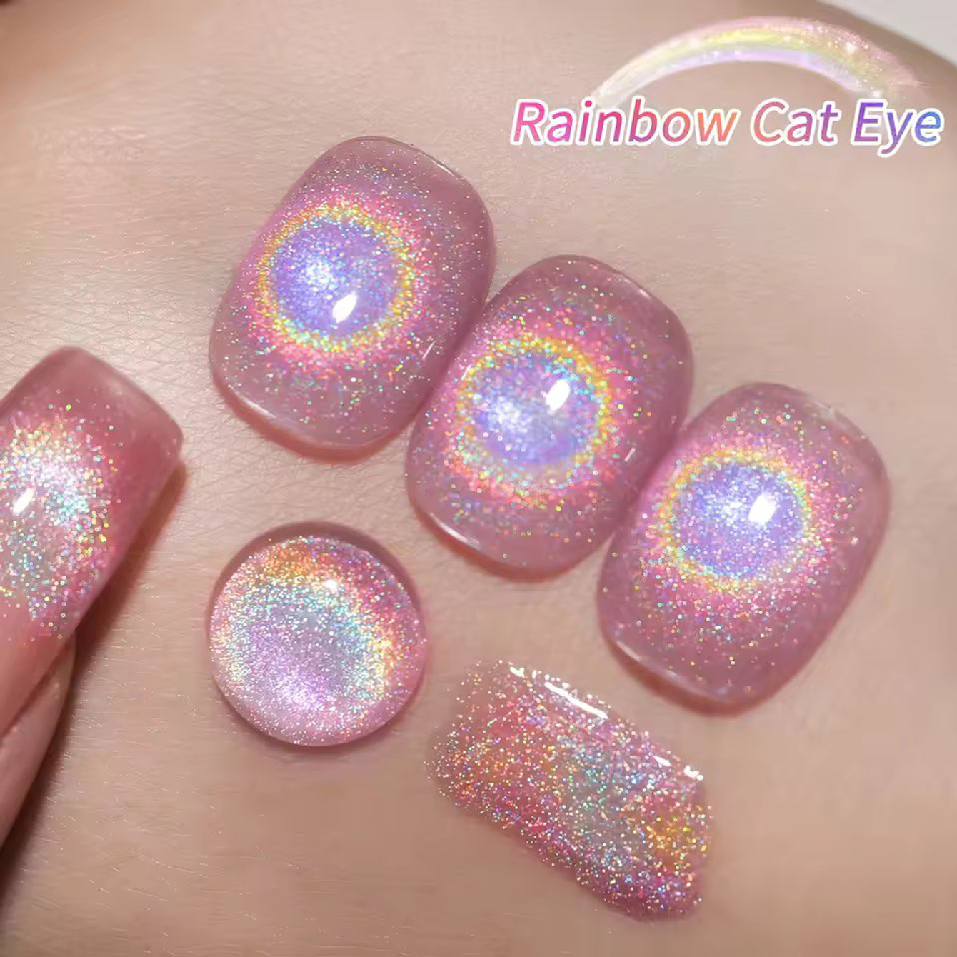 1-10pcs 10ml Pink Rainbow Magn - Nail Art Cat Eye Pink ulasan dan harga