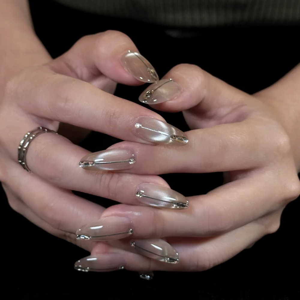 5D U-shaped French Cat Eye Nai - Nail Art Cat Eye Pink ulasan dan harga