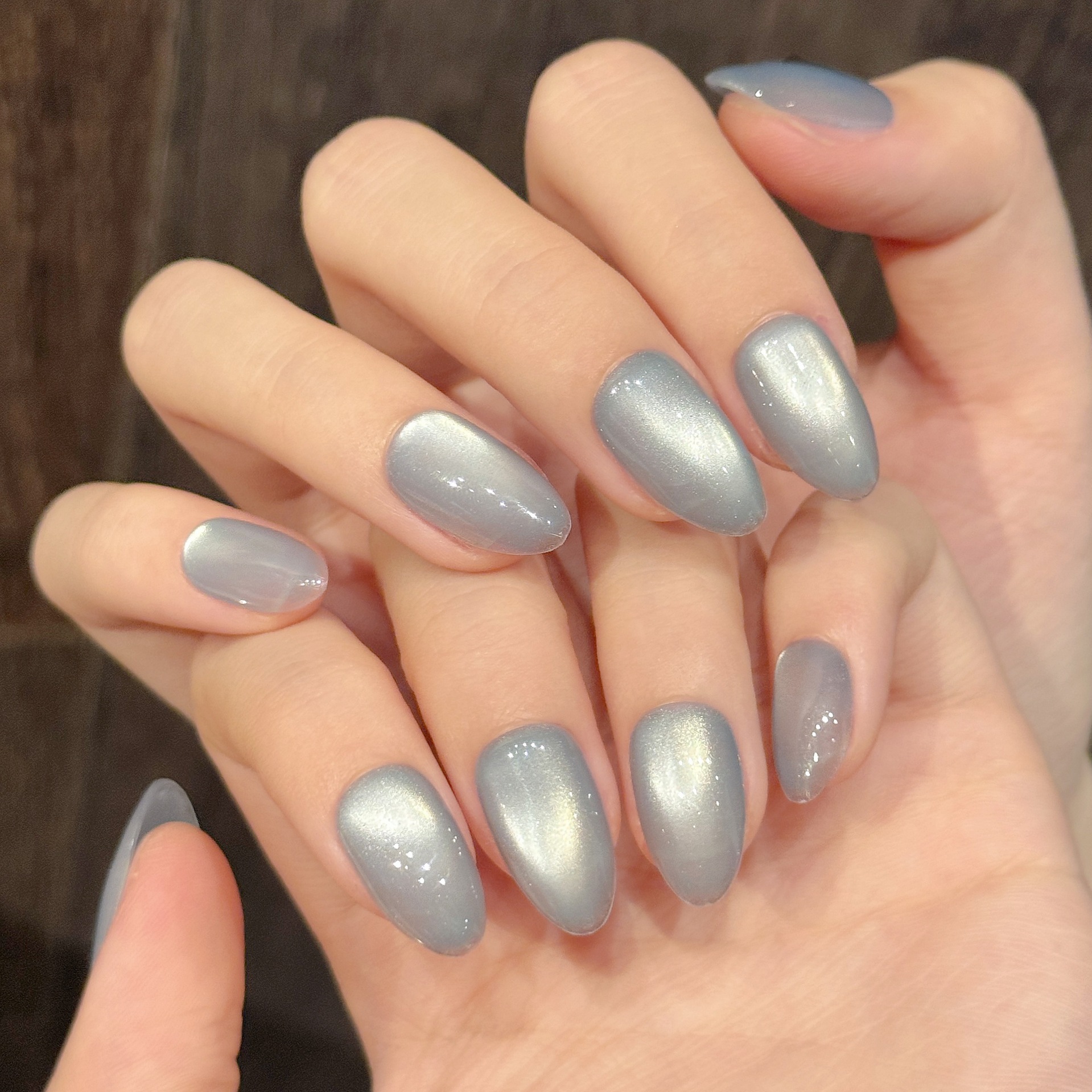 10Pcs Blue Cat Eye French Shor - Nail Art Simple ulasan dan harga
