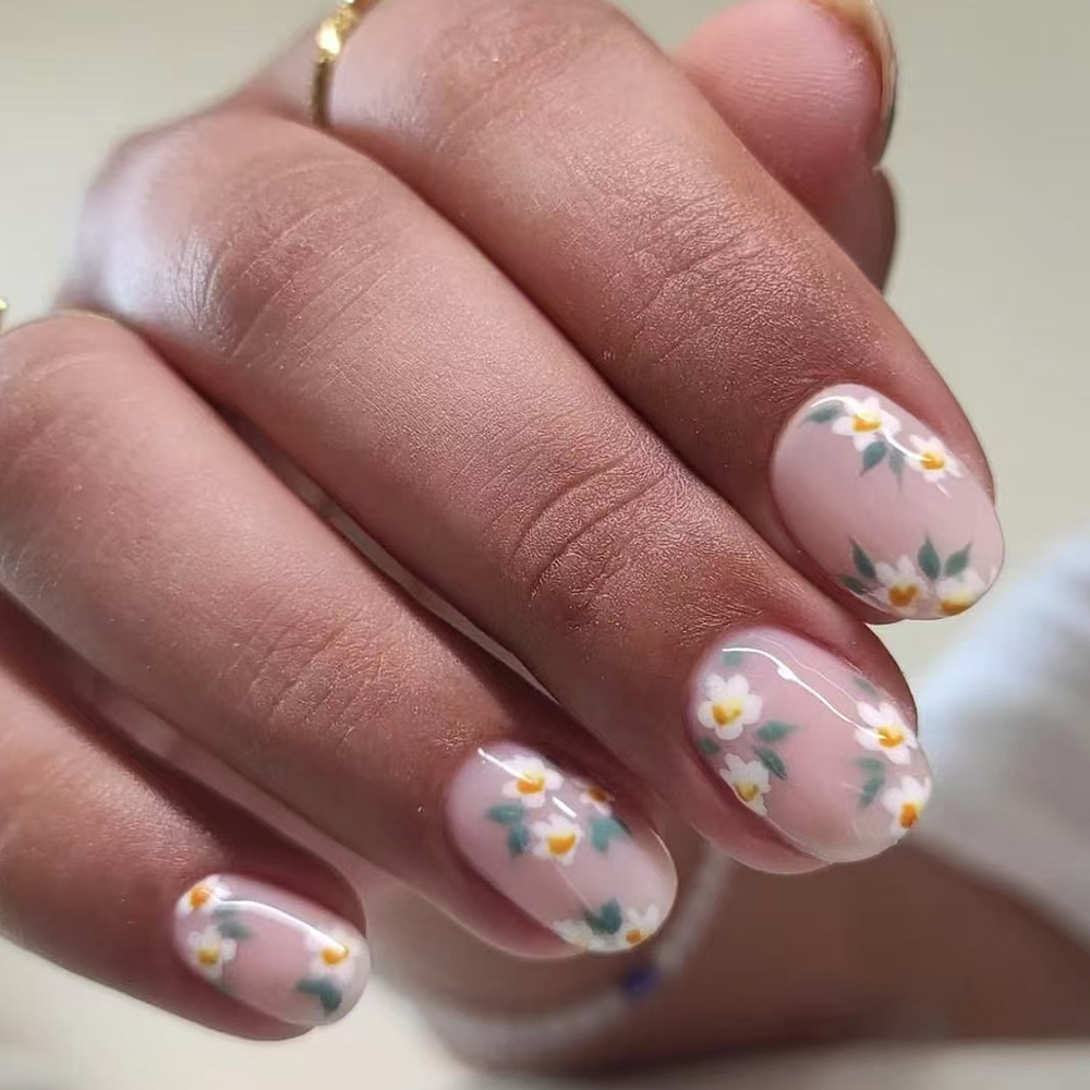 24pcs Short Almond Press on Na - Nail Art Simple ulasan dan harga