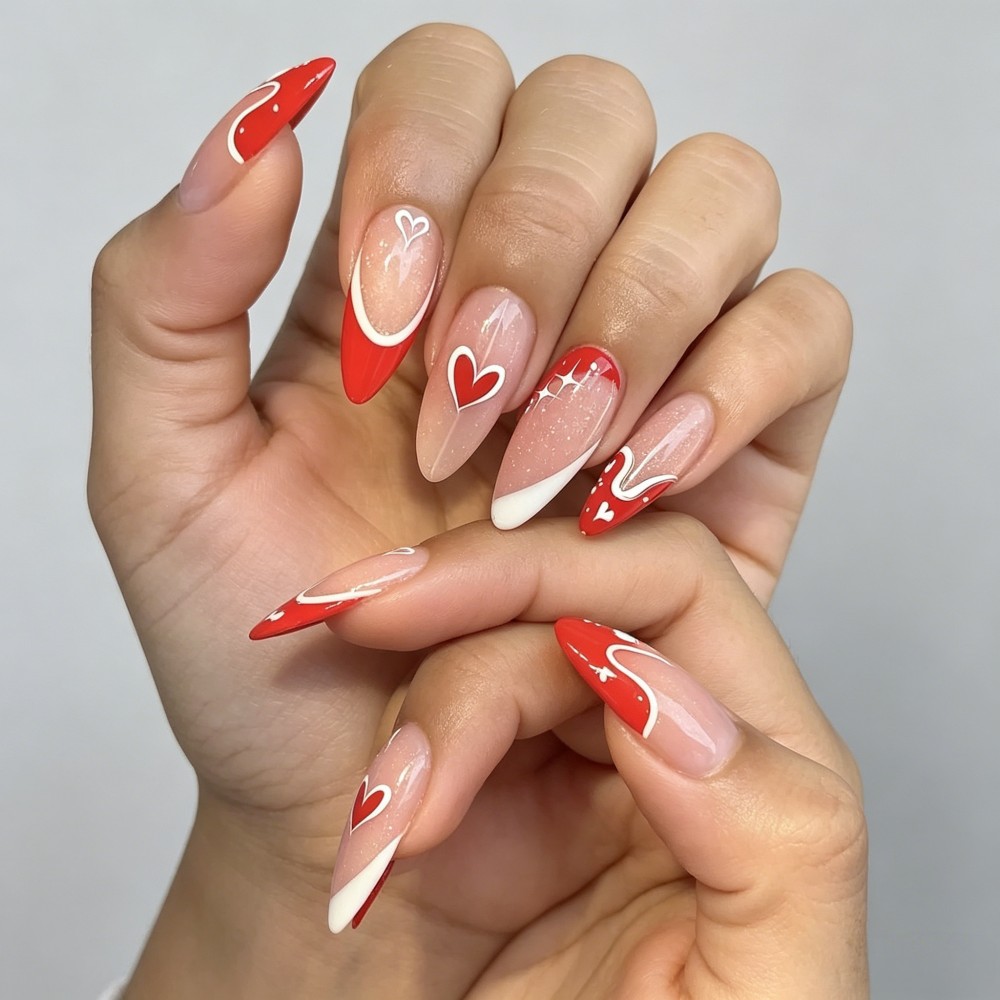 24pcs French Tip Press On Nail - Nail Art Glitter ulasan dan harga
