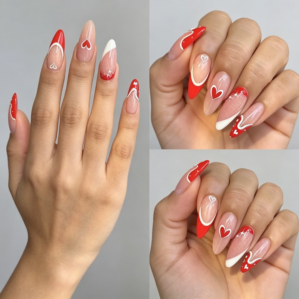 24pcs French Tip Press On Nail - Nail Art Glitter ulasan dan harga