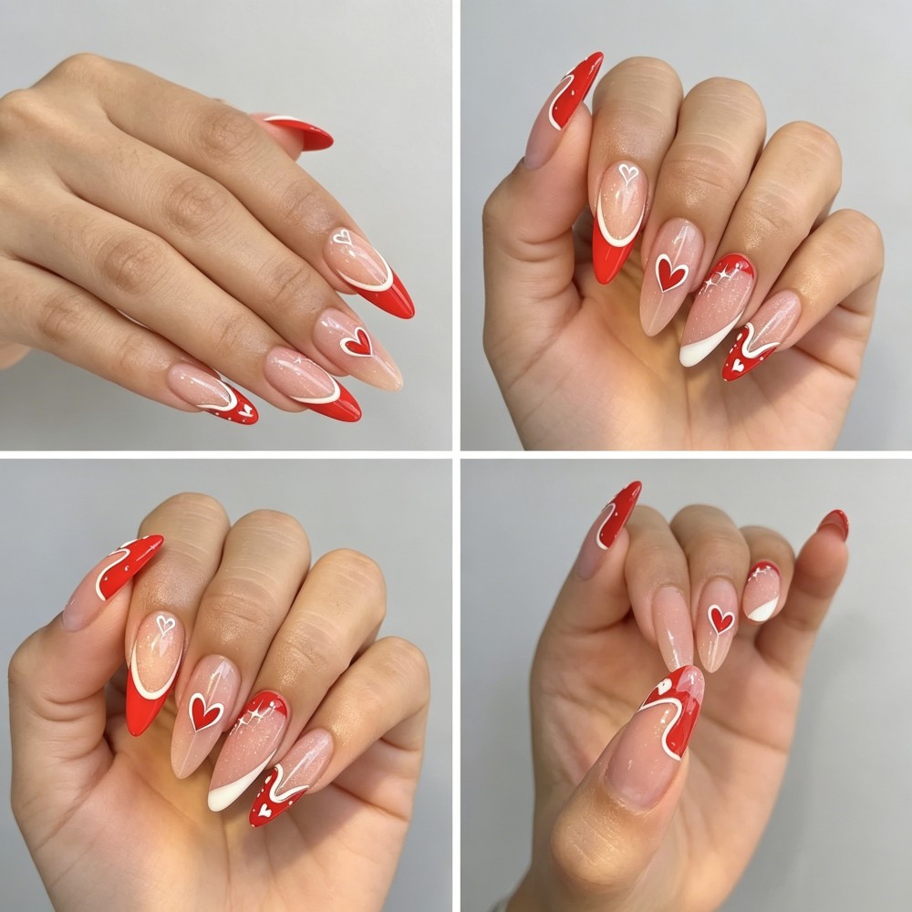 24pcs French Tip Press On Nail - Nail Art Glitter ulasan dan harga