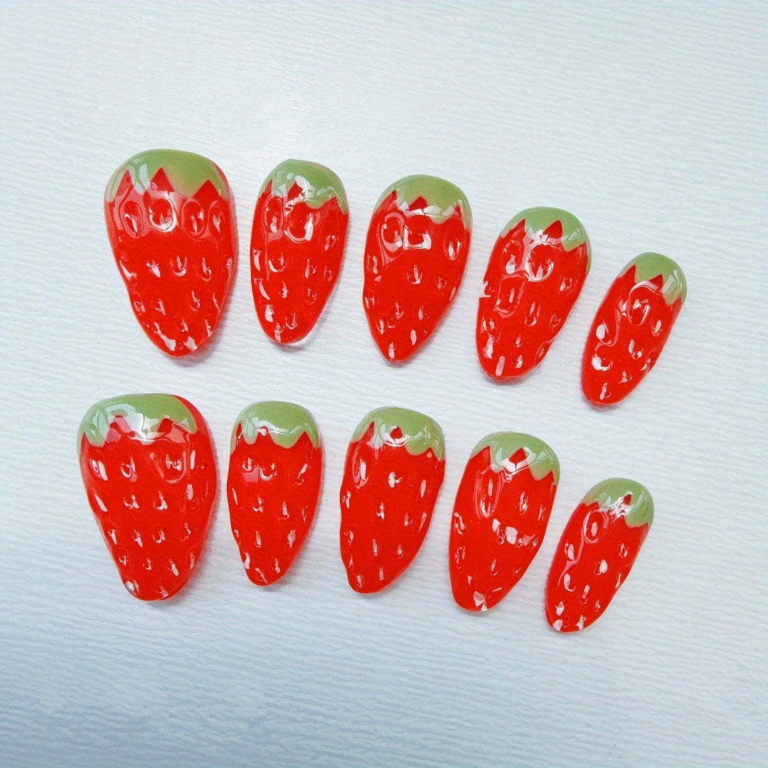 10pcs high-end Short stereosco - Nail Art Strawberry ulasan dan harga