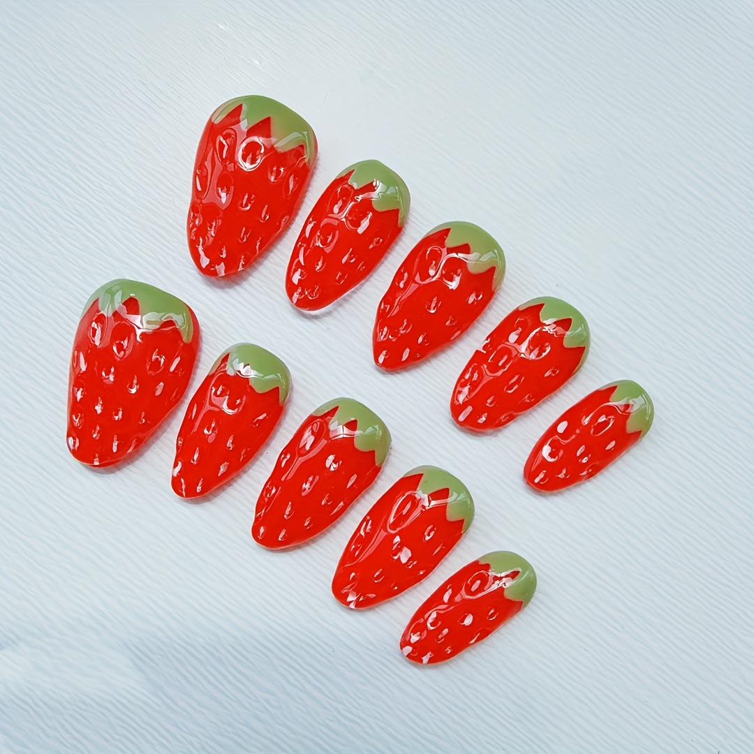 10pcs high-end Short stereosco - Nail Art Strawberry ulasan dan harga