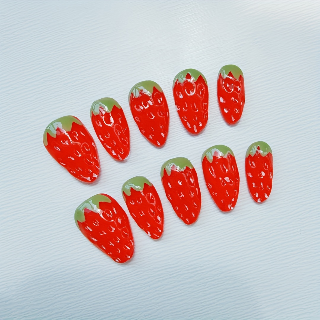 10pcs high-end Short stereosco - Nail Art Strawberry ulasan dan harga