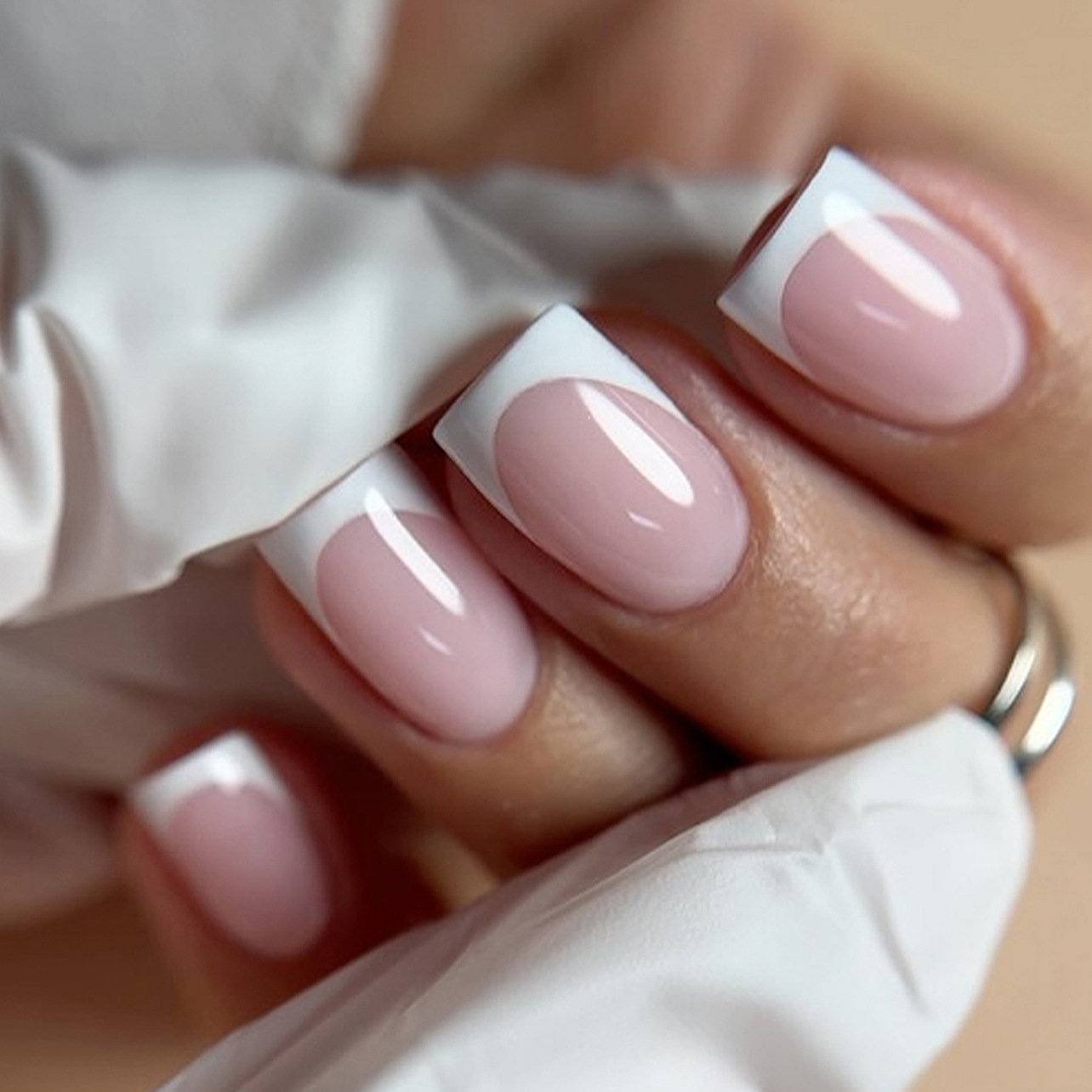 24Pcs Short Square Handmade Pr - Nail Art French Nails ulasan dan harga