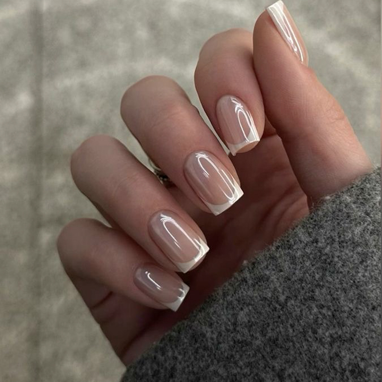 24Pcs Short Square Handmade Pr - Nail Art French Nails ulasan dan harga