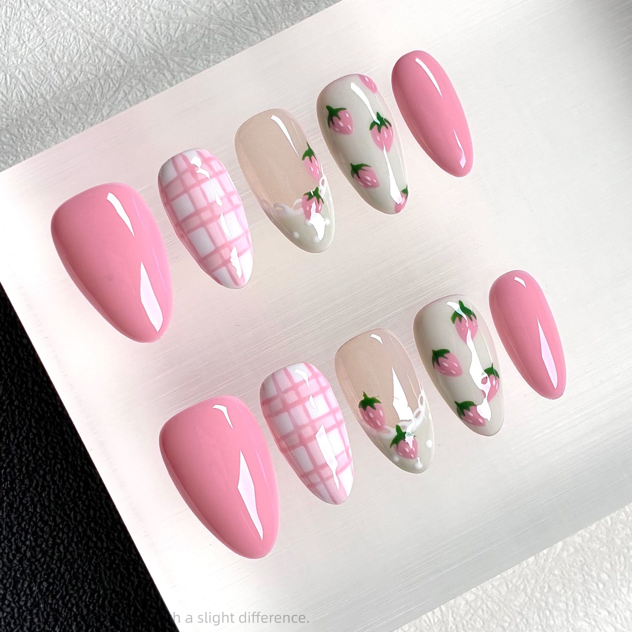 10PCS Handmade Press on Nails  - Nail Art Strawberry ulasan dan harga