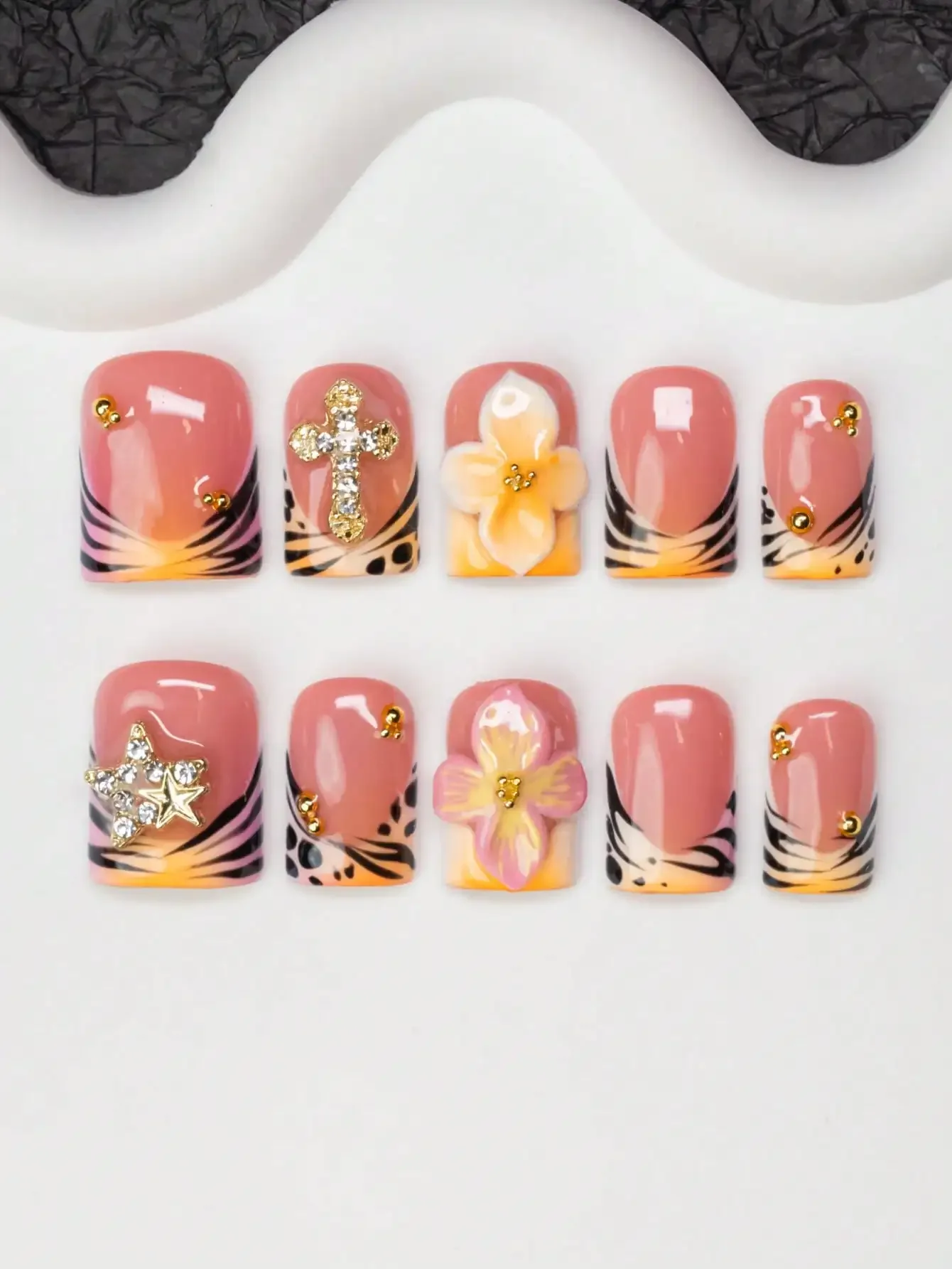 10pcs/Set Handmade Square Nail - Nail Art Zebra Design ulasan dan harga