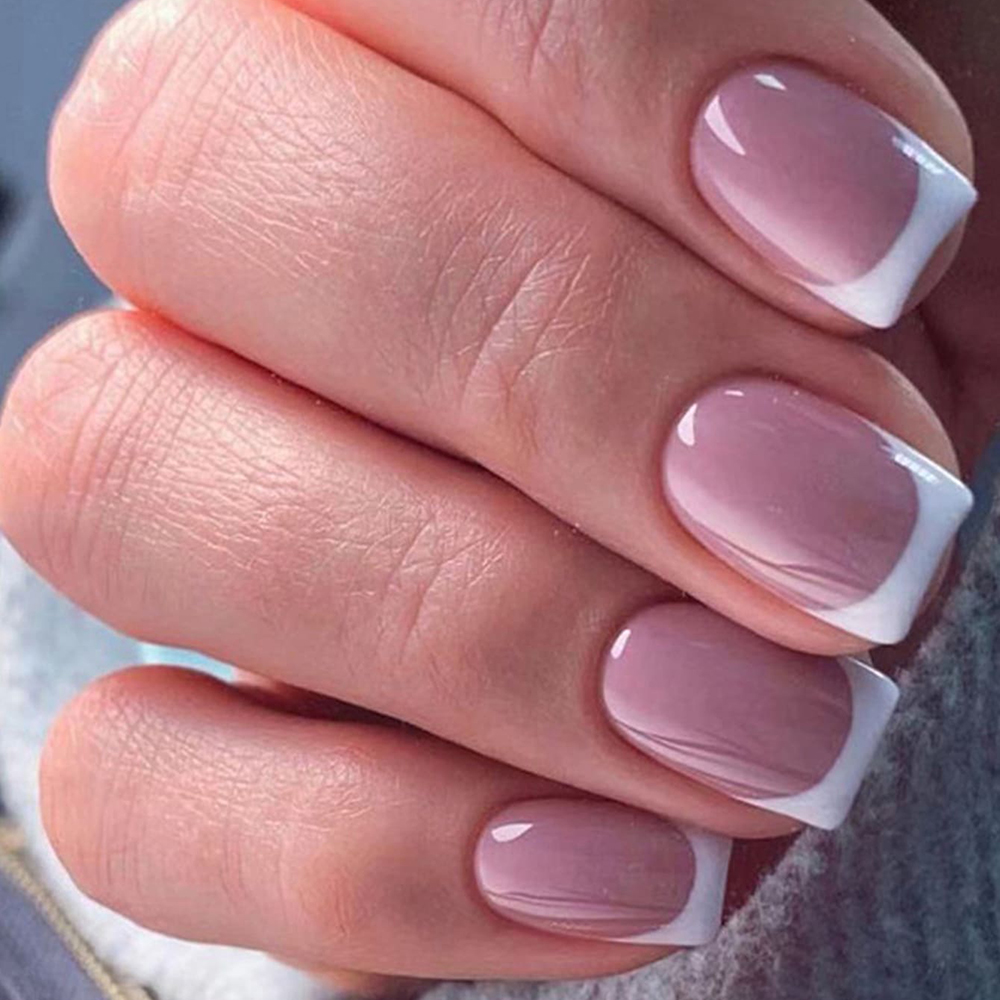 24PCS Short Square Pink Nails  - Nail Art French Nails ulasan dan harga