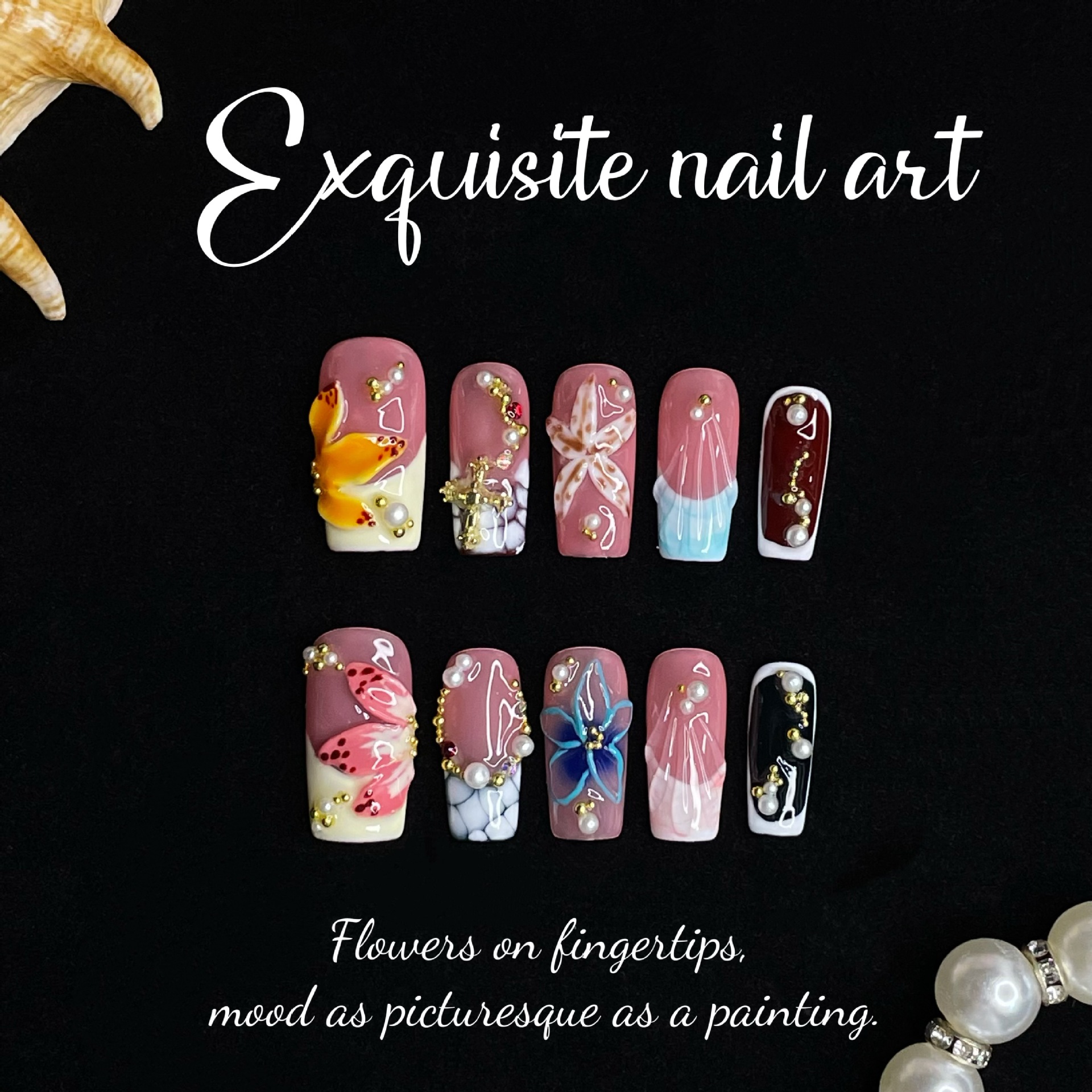10Pcs French Ballet Handmade R - Nail Art French Nails ulasan dan harga