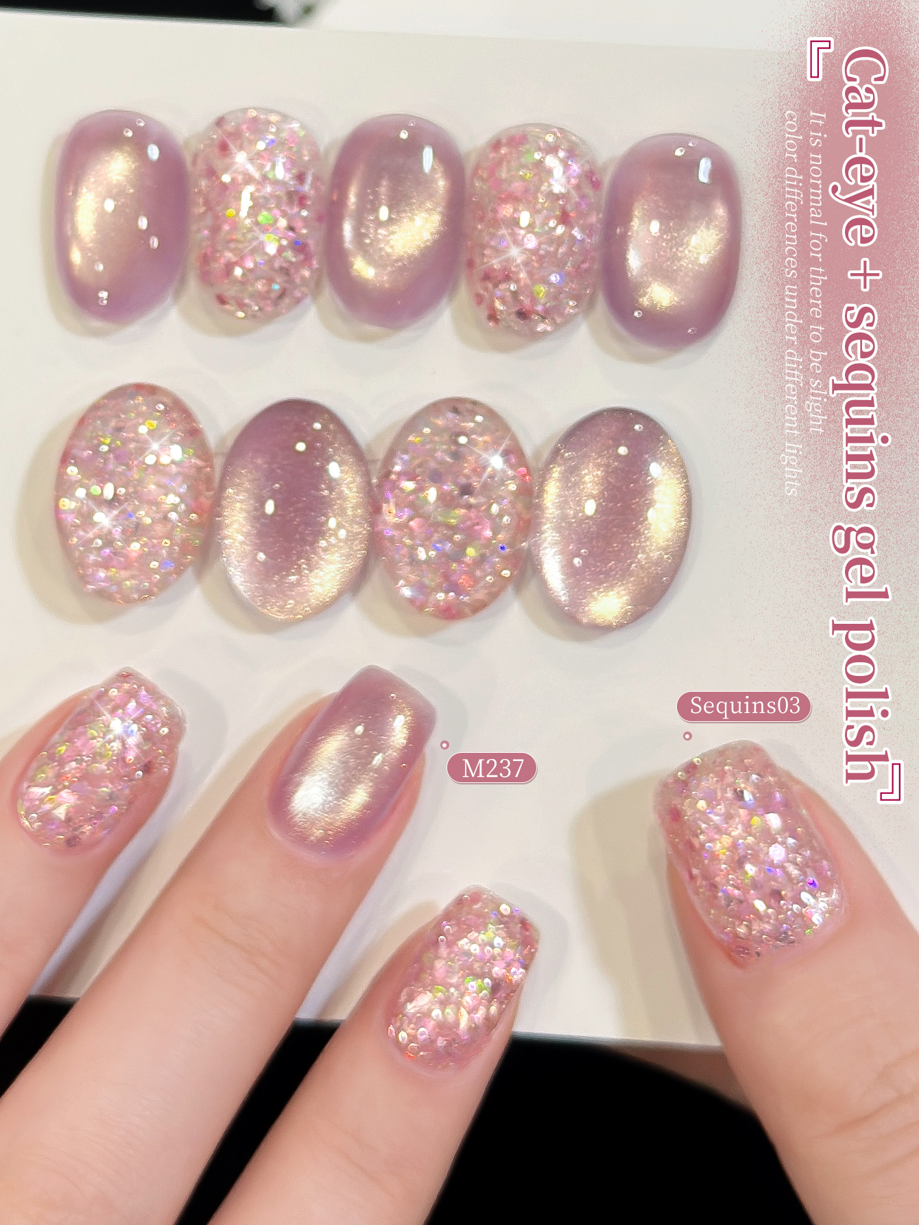 XEIJAYI 2Pcs 15ML Pink Cat Eye - Nail Art Cat Eye Pink ulasan dan harga