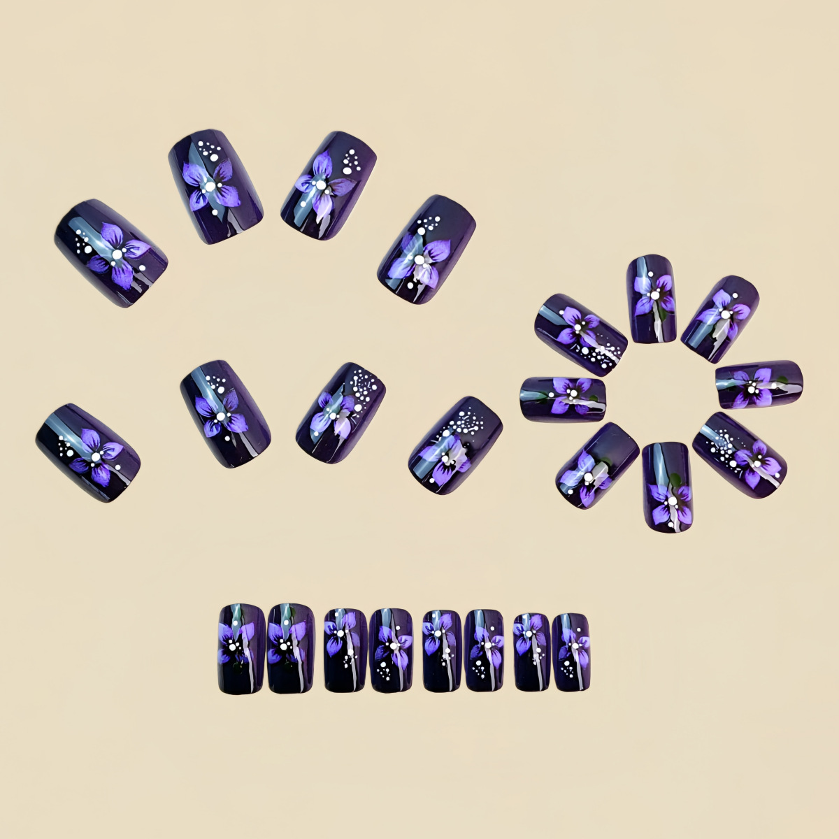 Medium square fake nails for w - Nail Art French Nails ulasan dan harga