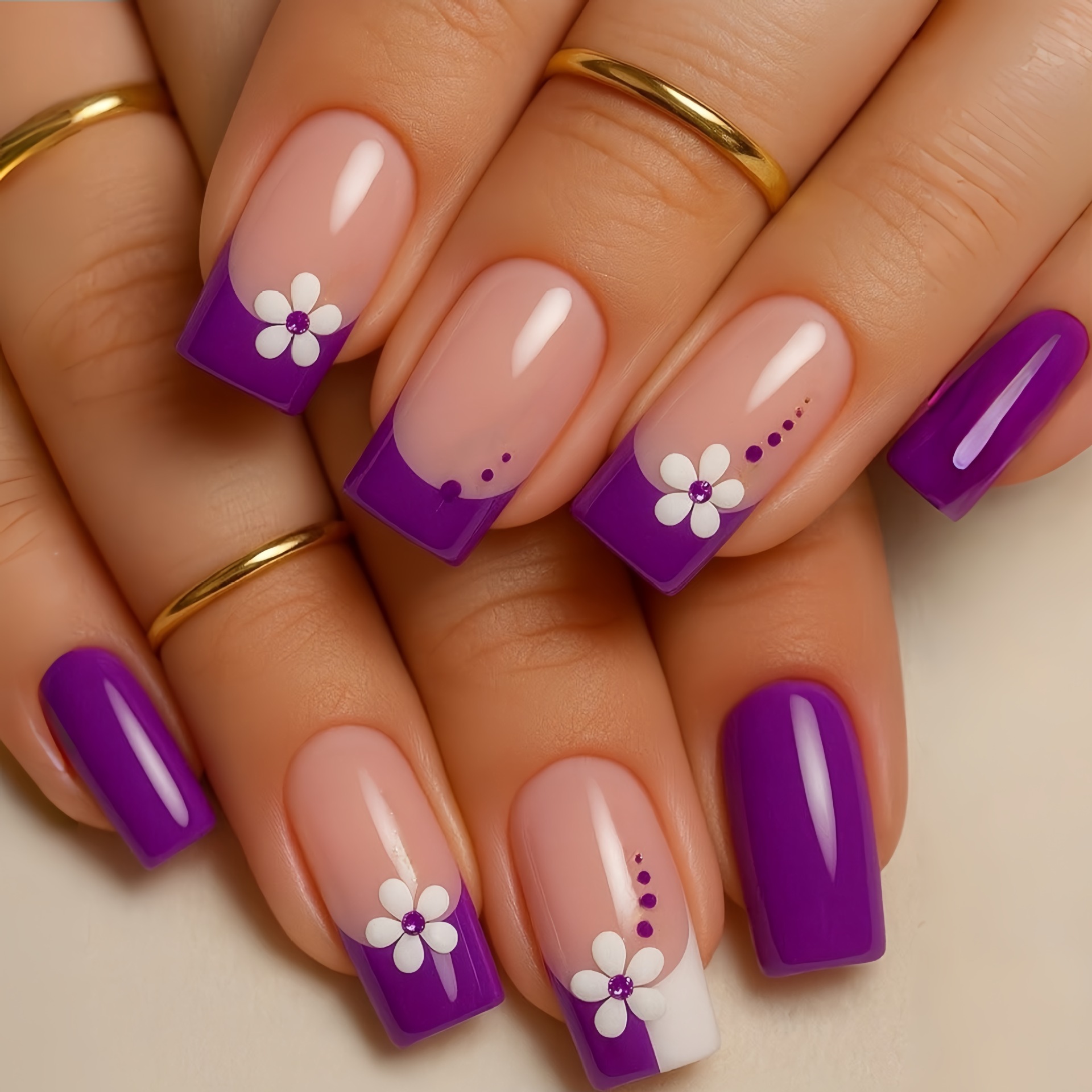 Medium square fake nails for w - Nail Art French Nails ulasan dan harga