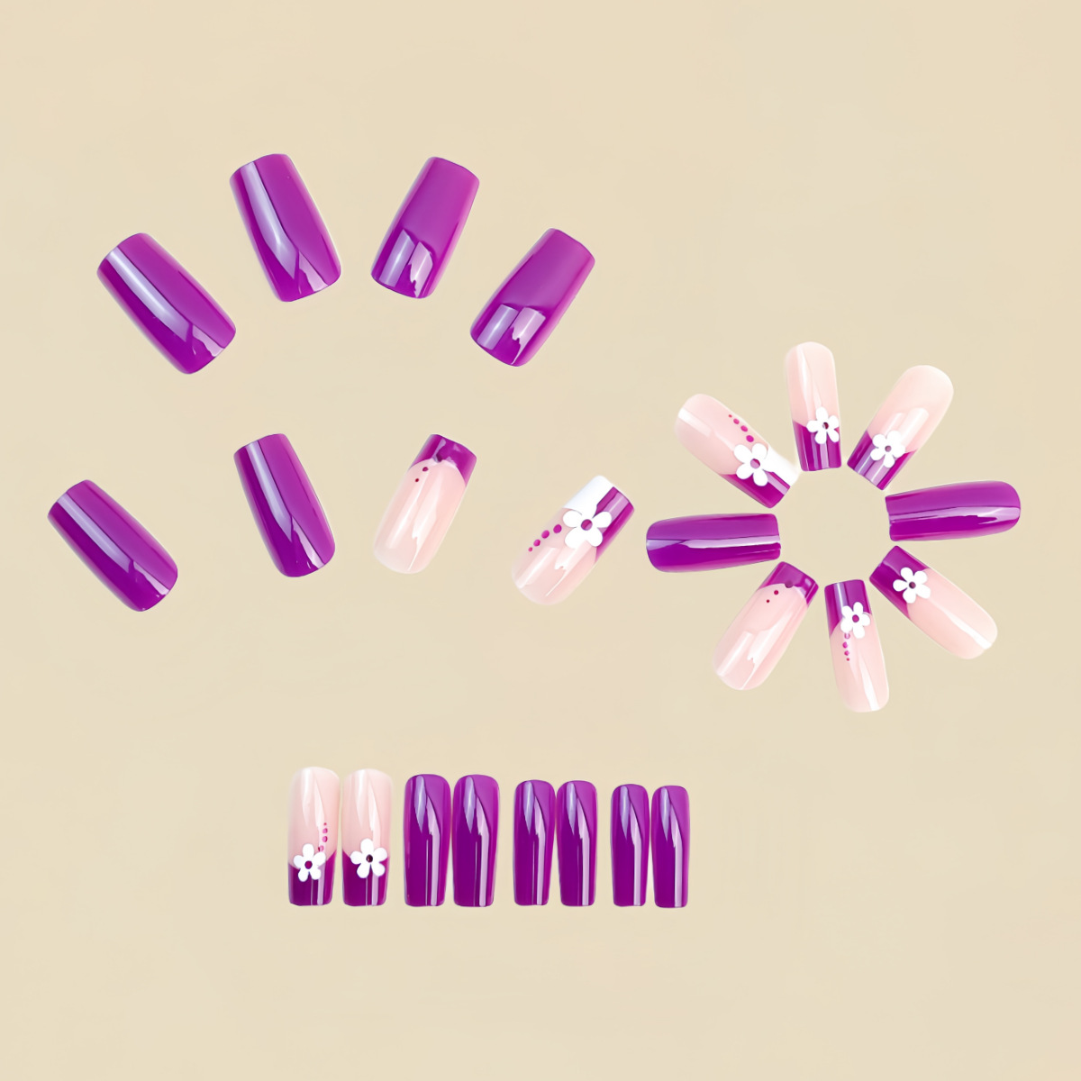 Medium square fake nails for w - Nail Art French Nails ulasan dan harga