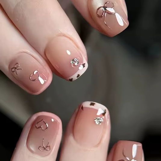 24Pcs Short Square Ballet Pres - Nail Art Strawberry ulasan dan harga