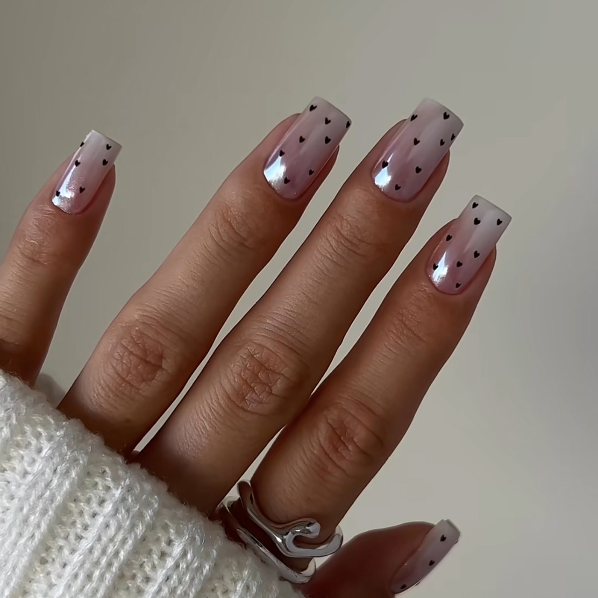 24Pcs Simple Pink White Gradie - Nail Art Simple ulasan dan harga