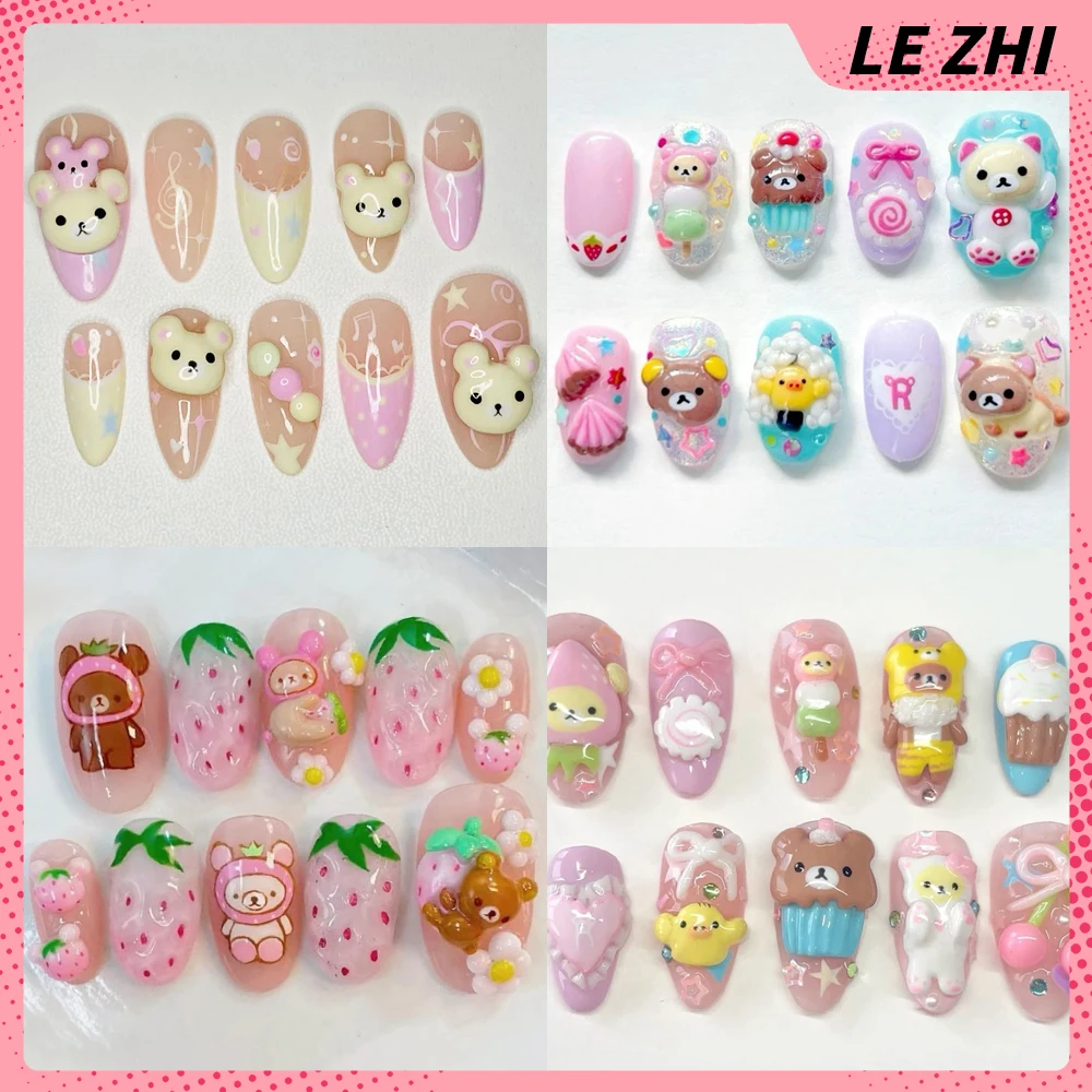 3D Handmade Rilakkuma Press On - Nail Art Strawberry ulasan dan harga
