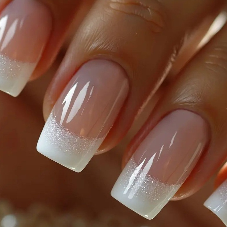 24pcs/set Medium Square fake n - Nail Art French Nails ulasan dan harga