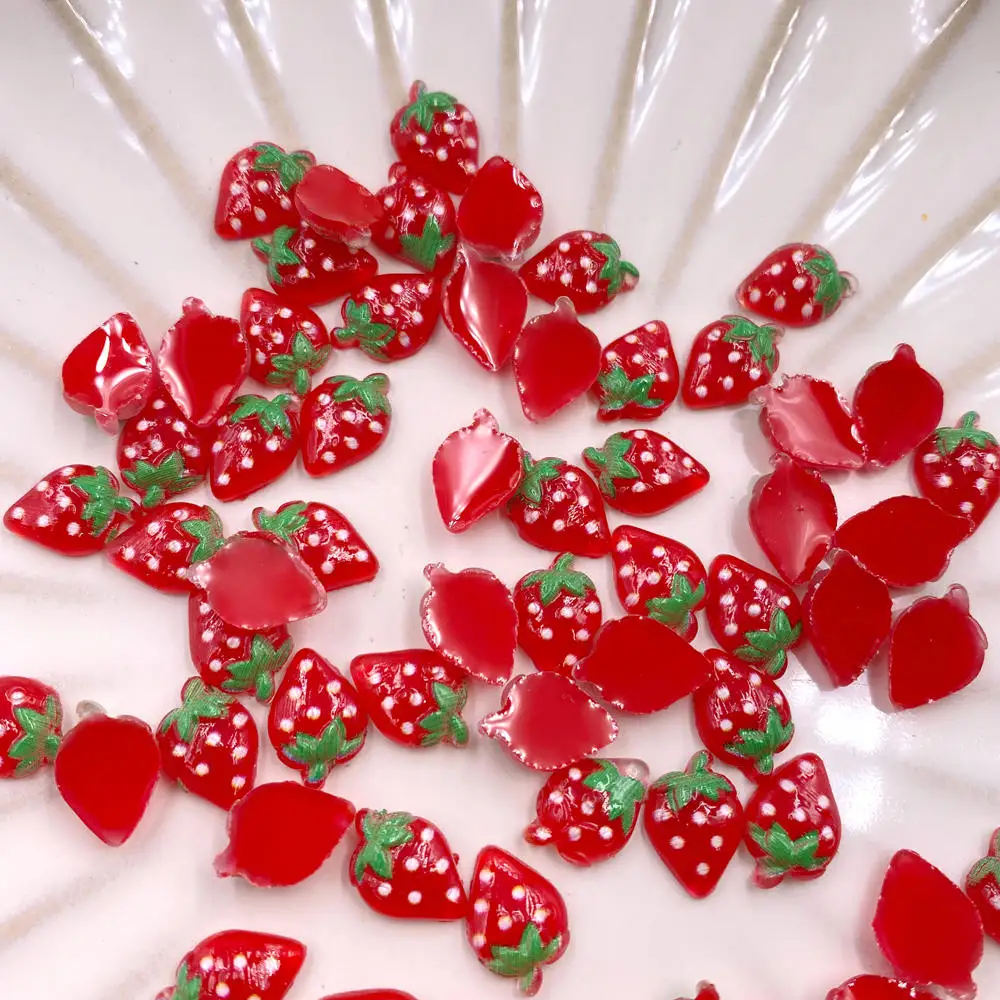 60Pcs Glitter Resin Colorful M - Nail Art Strawberry ulasan dan harga
