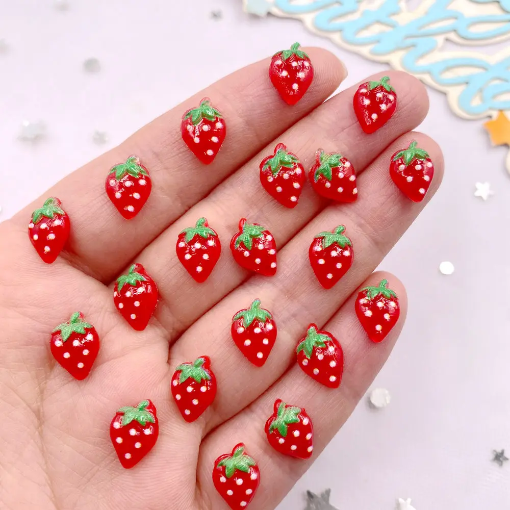 60Pcs Glitter Resin Colorful M - Nail Art Strawberry ulasan dan harga
