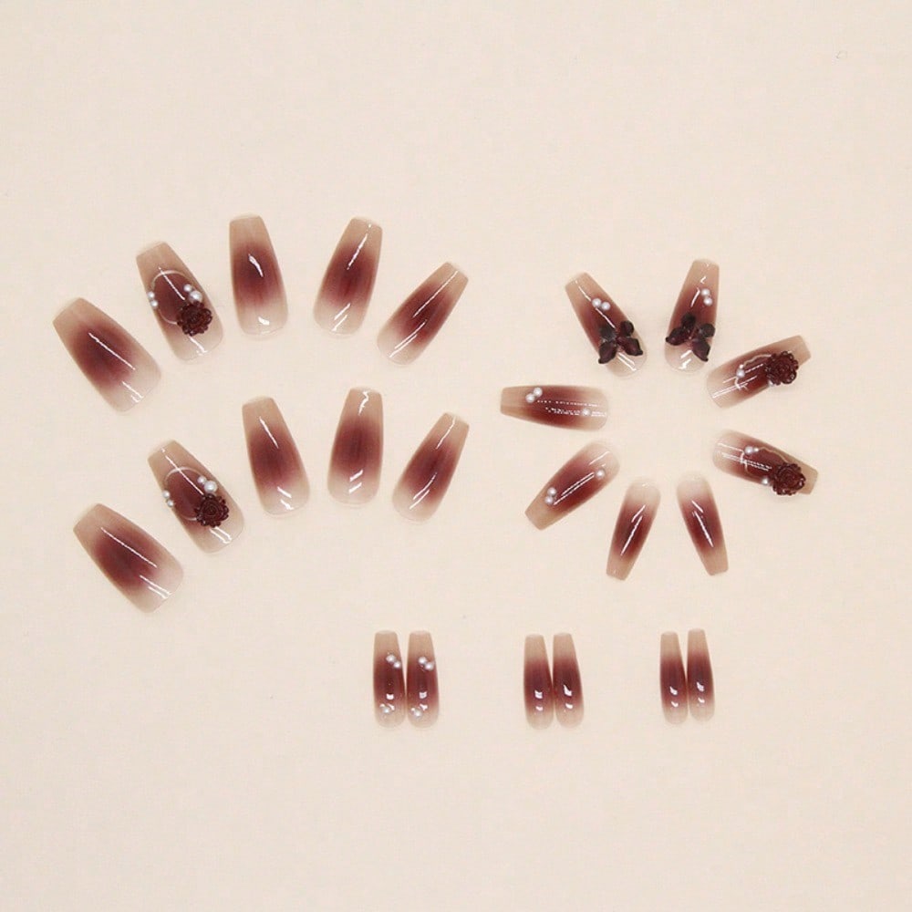 24Pcs Red Rose Butterfly Press - Nail Art Glitter ulasan dan harga