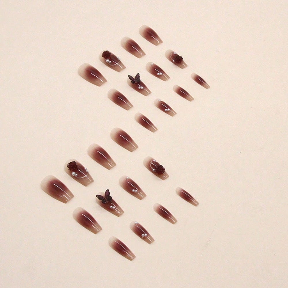 24Pcs Red Rose Butterfly Press - Nail Art Glitter ulasan dan harga